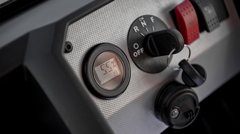 An inside look at the dash configuration of an E-Z-GO Express L6.