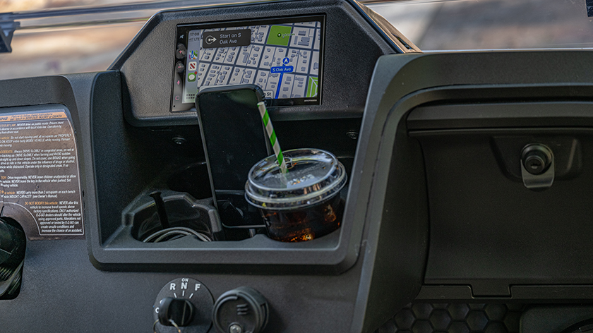 An E-Z-GO golf cart dashboard.