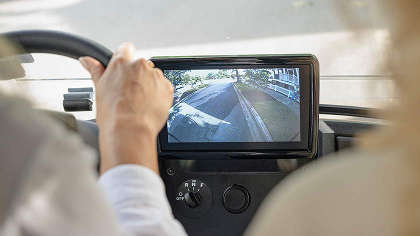 Backup camera view on the Express 6 screen