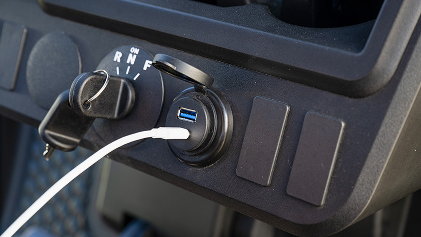 USB A&C Charging port on dash of E-Z-GO