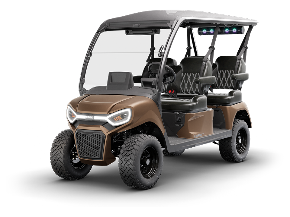This E-Z-GO Liberty 4F is a four forward facing seat electric golf cart