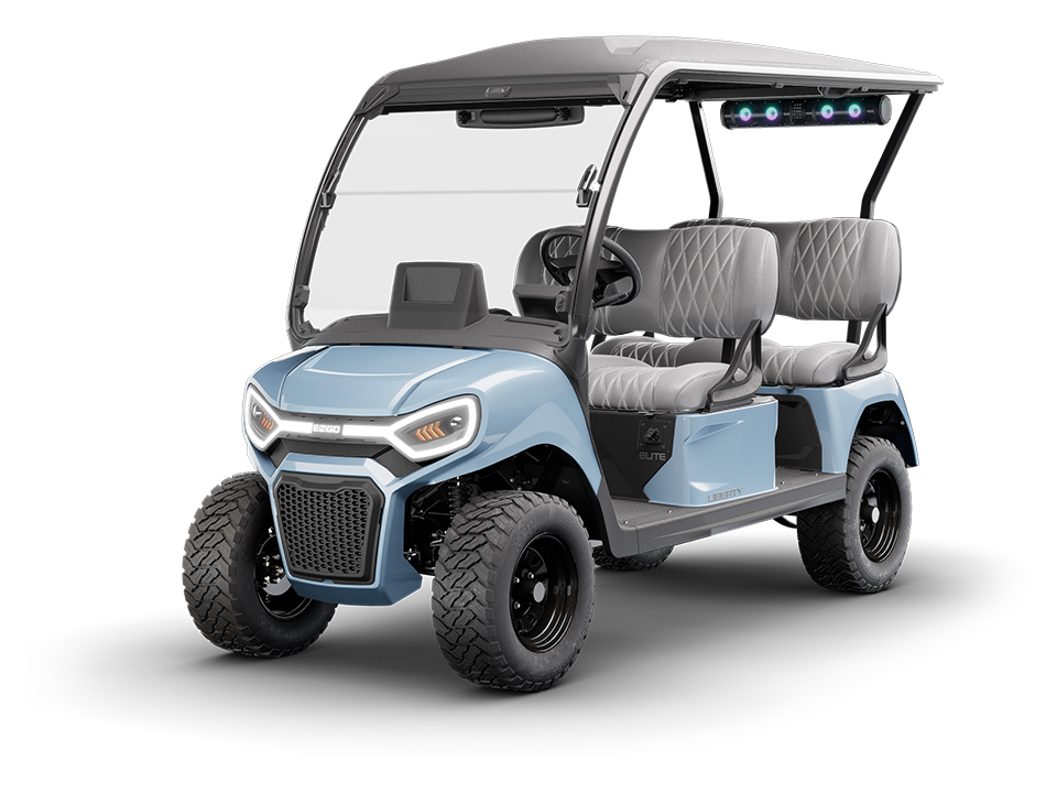 This E-Z-GO Liberty 4F is a four forward facing seat electric golf cart
