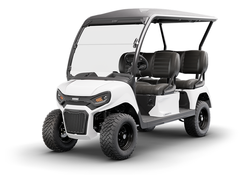 This E-Z-GO Liberty 4F is a four forward facing seat electric golf cart