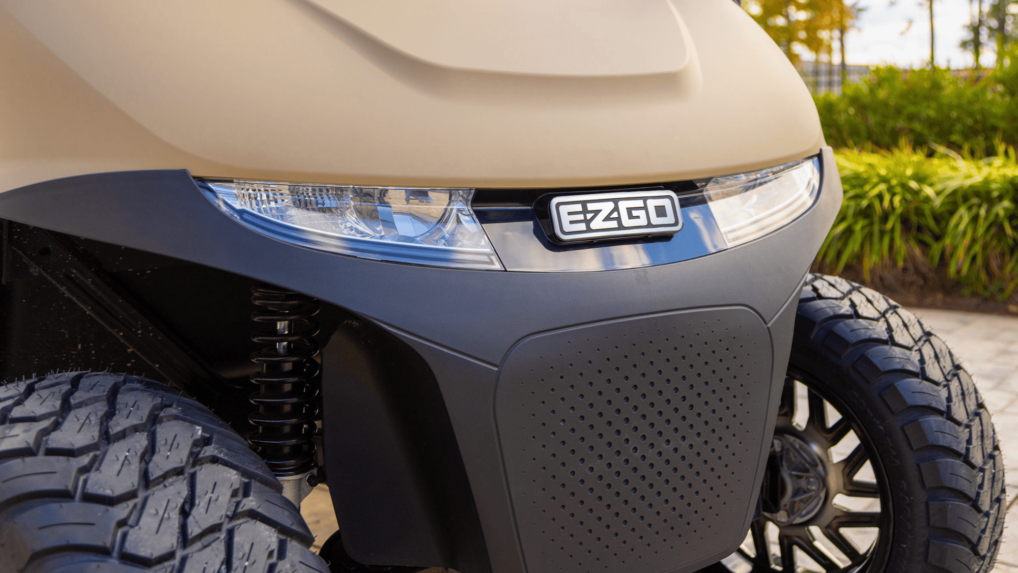 E-Z-GO special edition RXV 4 dune electric golf cart with technology, luxury seats, and 