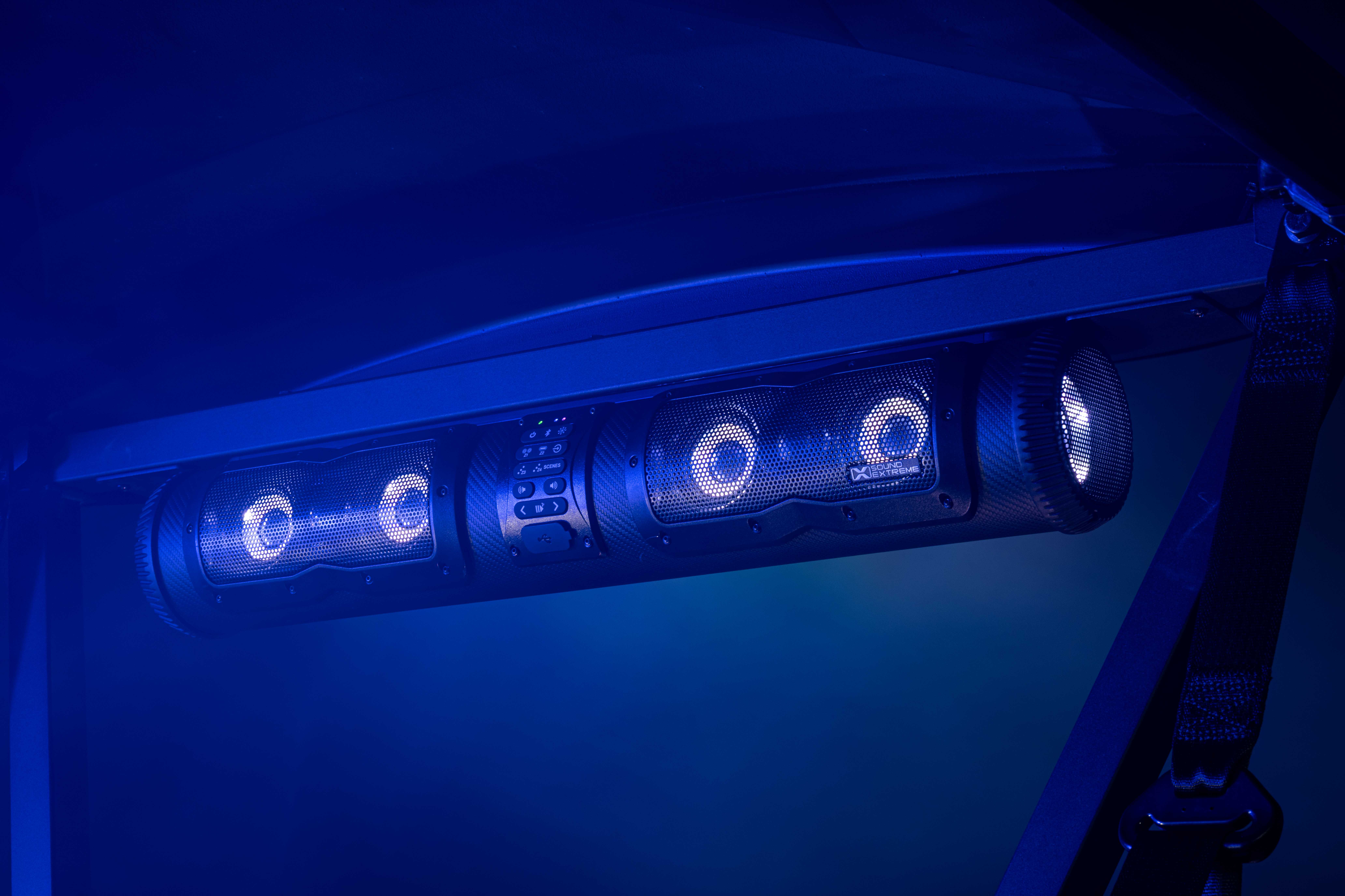 Enjoy premium sound quality with SoundExtreme by ECOXGEAR’s 28” Elite soundbar, complete with different lighting modes, zones, and scene controls.