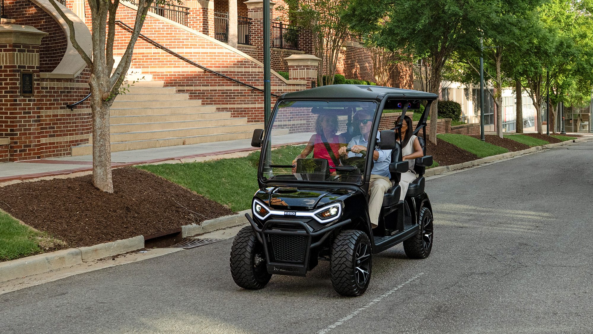 E-Z-GO Liberty 4F electric golf cart with four forward facing seats