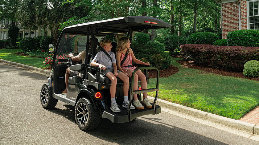 E-Z-GO Liberty 4 with 2 forward 2 backward seats on the electric or gas golf cart