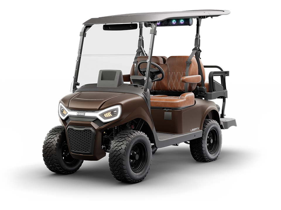 The E-Z-GO Liberty 4 is a two forward, two backwards four passenger gas or electric golf cart